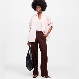 Madewell - Easy Pull-On Pant in 100% Linen in Chocolate Raisin